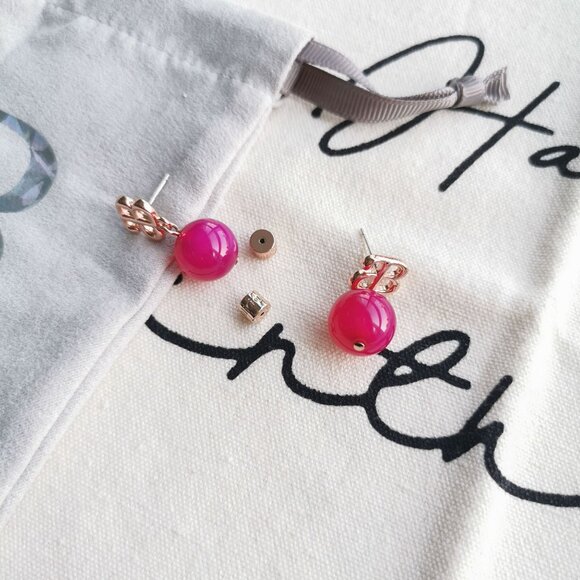 Alicia Bonnie Earrings - Devotion - Pink Agate Rose Gold - Picture 3 of 3